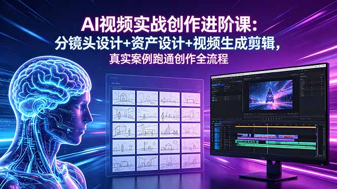 [短视频运营]（18596期）AI视频实战创作进阶课：分镜头设计+资产设计+视频生成剪辑，真实案例跑通创作全流程-第1张图片-智慧创业网