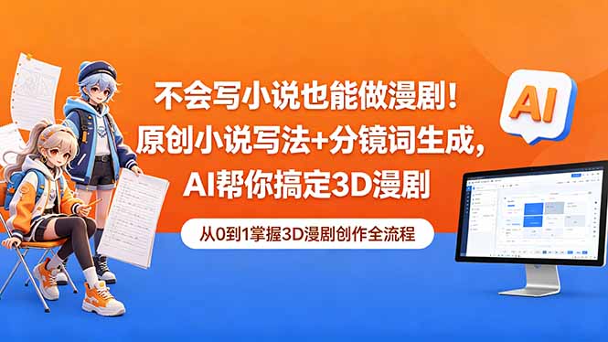 [AI人工智能]（18512期）不会写小说也能做漫剧！原创小说写法+分镜词生成，AI帮你搞定3D漫剧-第1张图片-智慧创业网