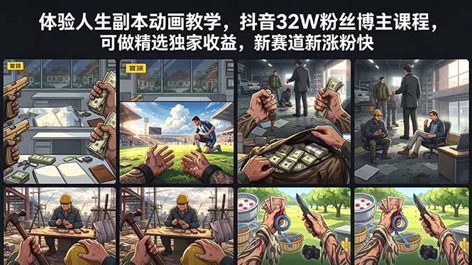 [短视频运营]（18826期）体验人生副本动画教学， 抖音32W粉丝博主课程，可做精选独家收益，新赛道新涨粉快-第1张图片-智慧创业网