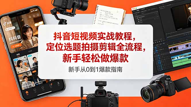 [短视频运营]（18524期）抖音短视频实战教程，定位选题拍摄剪辑全流程，新手轻松做爆款