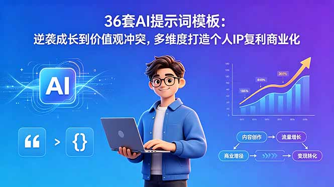 [AI人工智能]（18630期）36套AI提示词模板：逆袭成长到价值观冲突，多维度打造个人IP复利商业化-第1张图片-智慧创业网