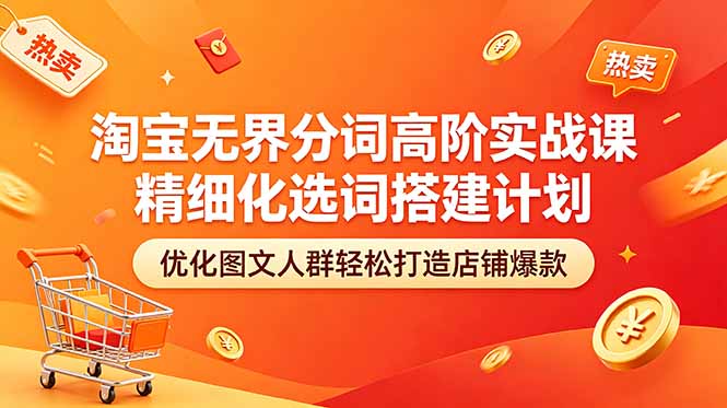 [国外项目]（18564期）淘宝无界分词高阶实战课 精细化选词搭建计划 优化图文人群轻松打造店铺爆款-第1张图片-智慧创业网