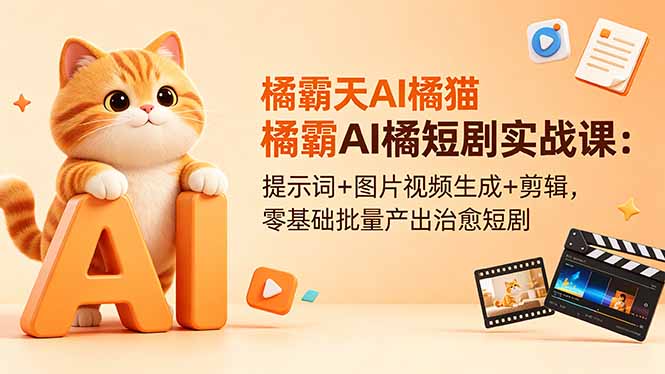 [AI人工智能]（18542期）橘霸天AI橘猫短剧实战课：提示词+图片视频生成+剪辑，零基础批量产出治愈短剧-第1张图片-智慧创业网