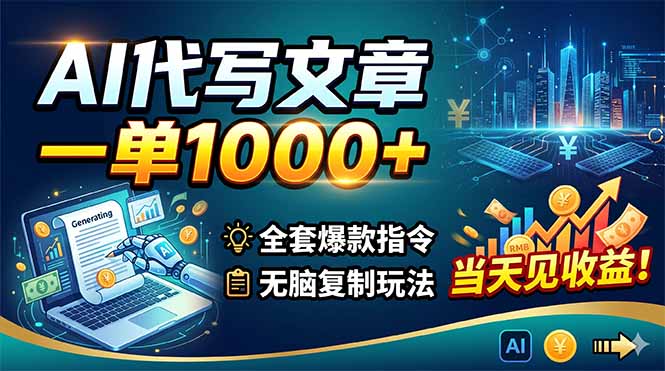 [虚拟项目]（18575期）AI代写文章，一单1000+，全套爆款指令+无脑复制玩法，当天见收益！-第1张图片-智慧创业网