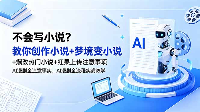 [短视频运营]（18801期）不会写小说？教你创作小说+梦境变小说+爆改热门小说+红果上传注意事项，AI漫剧全流程实战教学-第1张图片-智慧创业网