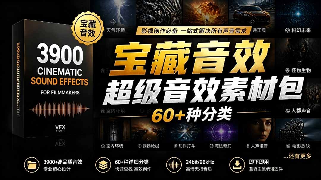 [短视频运营]（18660期）宝藏音效合集包！60+多种音效分类，共计3900个，分类清晰，全中文分类，高品质剪辑音效素材包-第1张图片-智慧创业网