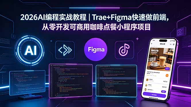 [AI人工智能]（18627期）2026AI编程实战教程｜Trae+Figma快速做前端，从零开发可商用咖啡点餐小程序项目-第1张图片-智慧创业网