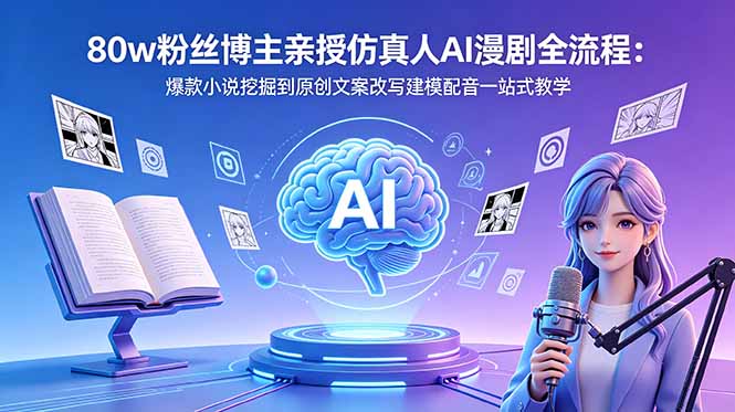 [AI人工智能]（18581期）80w粉丝博主亲授仿真人AI漫剧全流程：爆款小说挖掘到原创文案改写建模配音一站式教学-第1张图片-智慧创业网