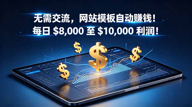 [国外项目]（18854期）无需交流，网站模板自动赚钱！每日 $8,000 至 $10,000 利润！【原创双语字幕】-第1张图片-智慧创业网
