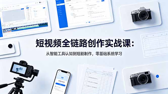 [短视频运营]（18683期）短视频全链路创作实战课：从智能工具认知到短剧制作，零基础系统学习-第1张图片-智慧创业网