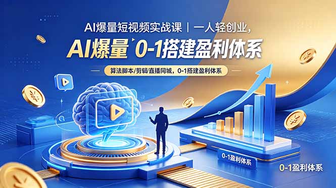 [短视频运营]（18652期）AI爆量短视频实战课｜一人轻创业，算法脚本剪辑直播同城，0-1搭建盈利体系-第1张图片-智慧创业网