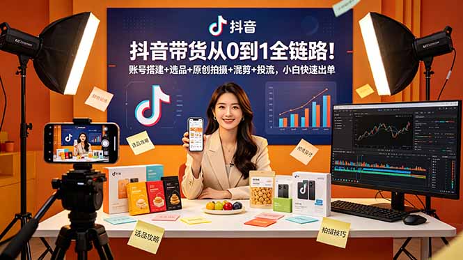 [短视频运营]（18963期）抖音带货从0到1全链路！账号搭建+选品+原创拍摄+混剪+投流，小白快速出单-第1张图片-智慧创业网