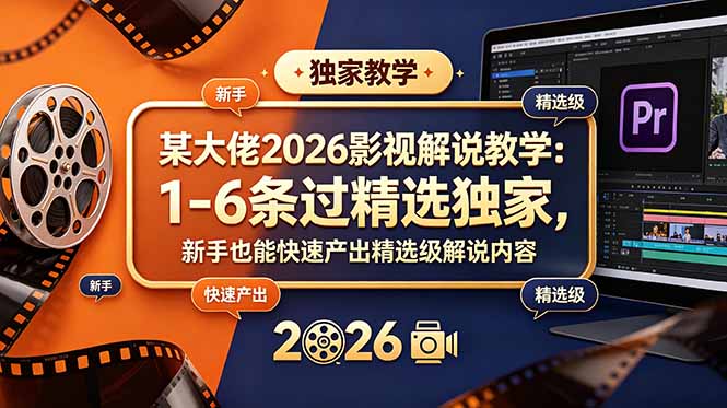 [短视频运营]（18946期）某大佬2026影视解说教学：1-6条过精选独家，新手也能快速产出精选级解说内容-第1张图片-智慧创业网