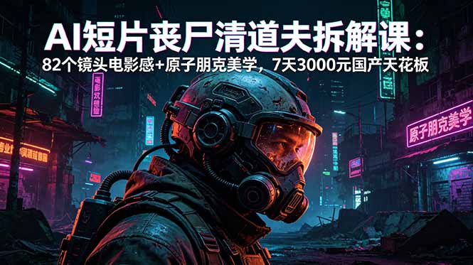 [AI人工智能]（18649期）AI短片《丧尸清道夫》拆解课：82个镜头电影感+原子朋克美学，7天3000元国产天花板-第1张图片-智慧创业网