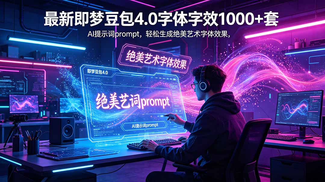 [AI人工智能]（18650期）最新即梦豆包4.0字体字效1000+套，AI提示词prompt，轻松生成绝美艺术字体效果-第1张图片-智慧创业网