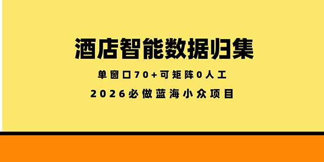 [虚拟项目]（18500期）酒店智能数据归集，小众蓝海已经稳定半年之久，单窗口70+零成本矩阵开干-第1张图片-智慧创业网