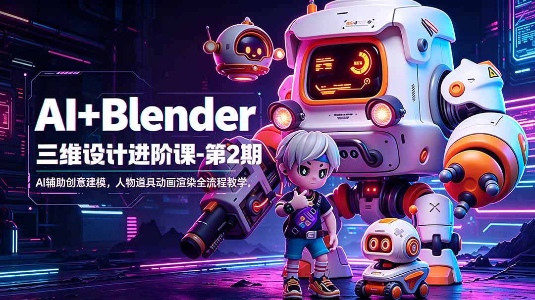 [设计教程]（18586期）AI+Blender三维设计进阶课-第2期：AI辅助创意建模，人物道具动画渲染全流程教学-第1张图片-智慧创业网