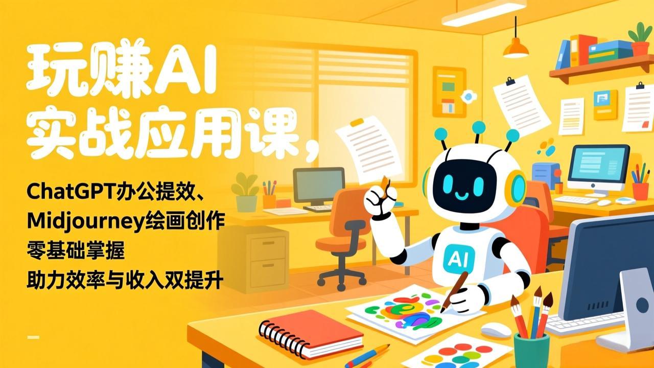 [人工智能]（17295期）玩赚AI实战应用课，ChatGPT办公提效、Midjourney绘画创作，零基础掌握，助力效率与收入双提升