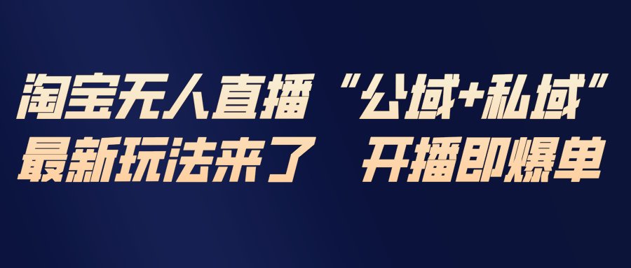 [直播玩法]（17098期）淘宝无人直播最新玩法，包含私域和公域两种玩法