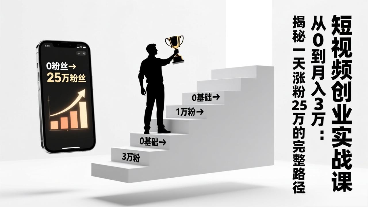 [短视频运营]（17221期）短视频创业实战课：从0到月入3万：揭秘一天涨粉25万的完整路径