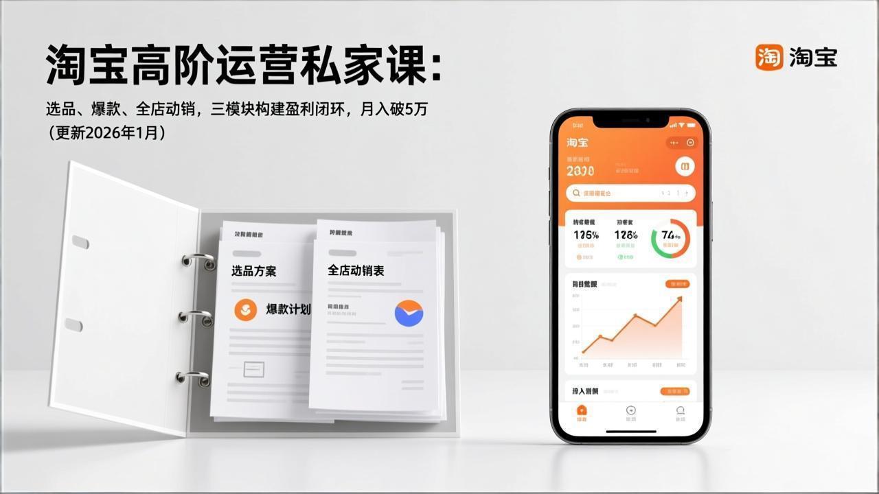 [国内电商]（17280期）淘宝高阶运营私家课：选品、爆款、全店动销，三模块构建盈利闭环，月入破5万（更新26年1月）