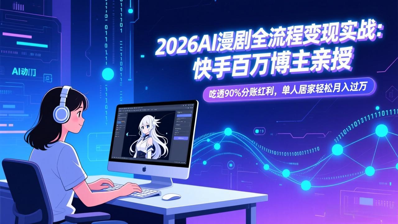 [人工智能]（17266期）2026AI漫剧全流程变现实战：快手百万博主亲授，吃透90%分账红利，单人居家轻松月入过万
