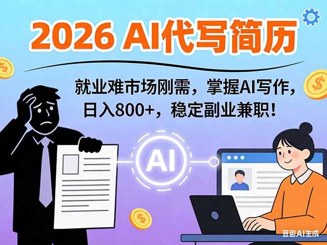 [虚拟项目]（17119期）AI代写简历，超暴利，用万能模板月入1-3万实战教程，2026年市场刚需！