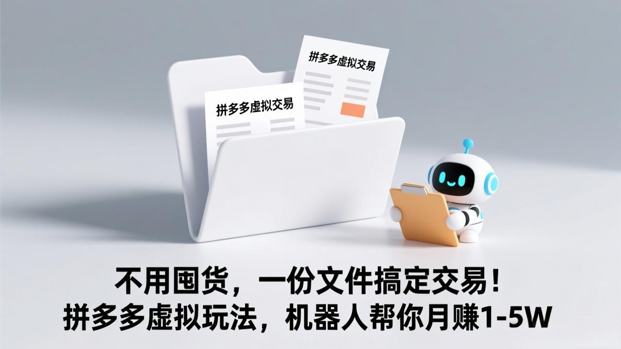 [虚拟项目]（17265期）不用囤货，一份文件搞定交易！拼多多虚拟玩法，机器人帮你月赚 1-5W