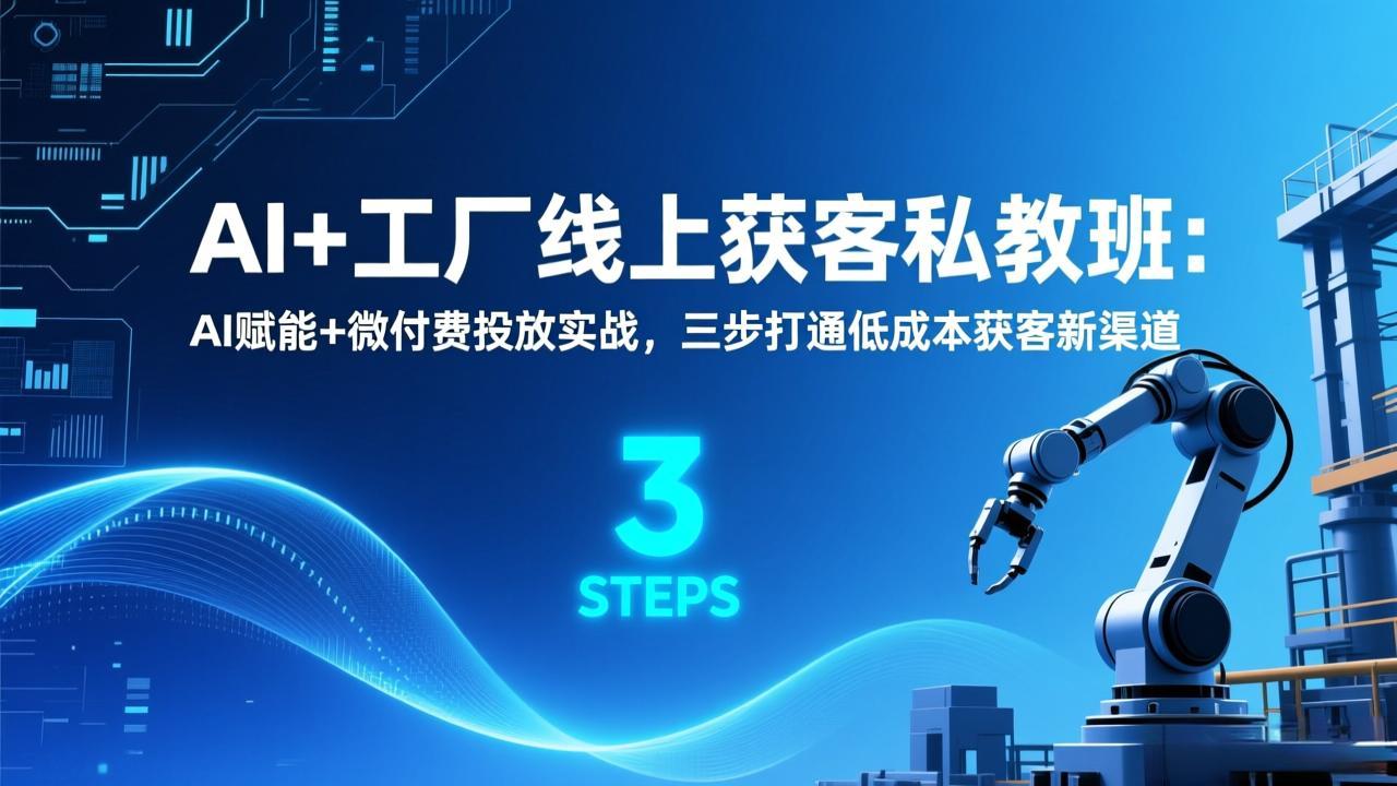 [虚拟项目]（17180期）AI+工厂线上获客私教班：AI赋能+微付费投放实战，三步打通低成本获客新渠道