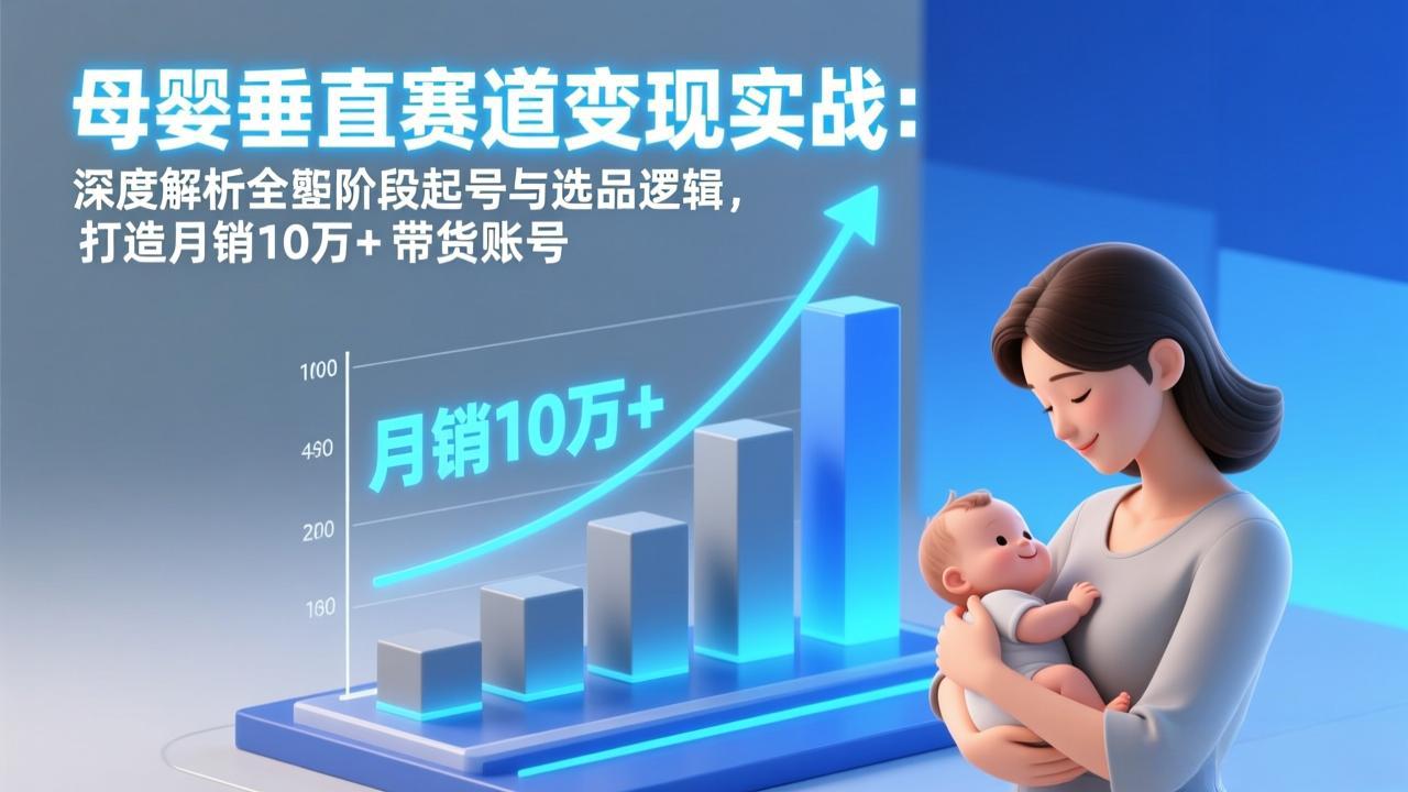 [短视频运营]（17233期）母婴垂直赛道变现实战：深度解析三大阶段起号与选品逻辑，打造月销10万+带货账号