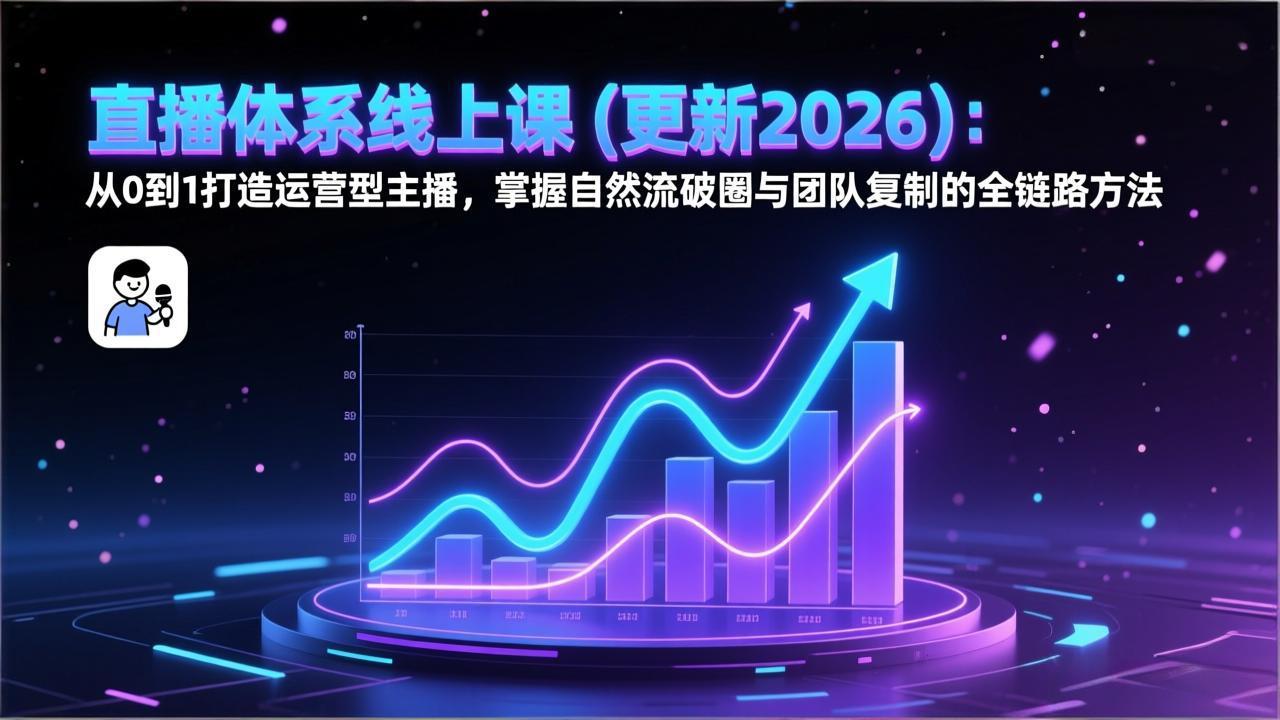 [直播玩法]（17301期）直播体系线上课(更新2026)：从0到1打造运营型主播，掌握自然流破圈与团队复制的全链路方法