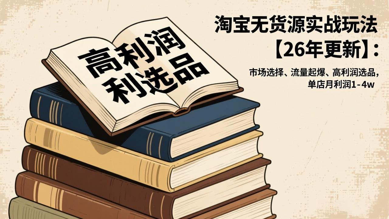 [无货源]（17046期）淘宝无货源实战玩法【26年更新】：市场选择、流量起爆、高利润选品，单店月利润1-4w-第1张图片-智慧创业网