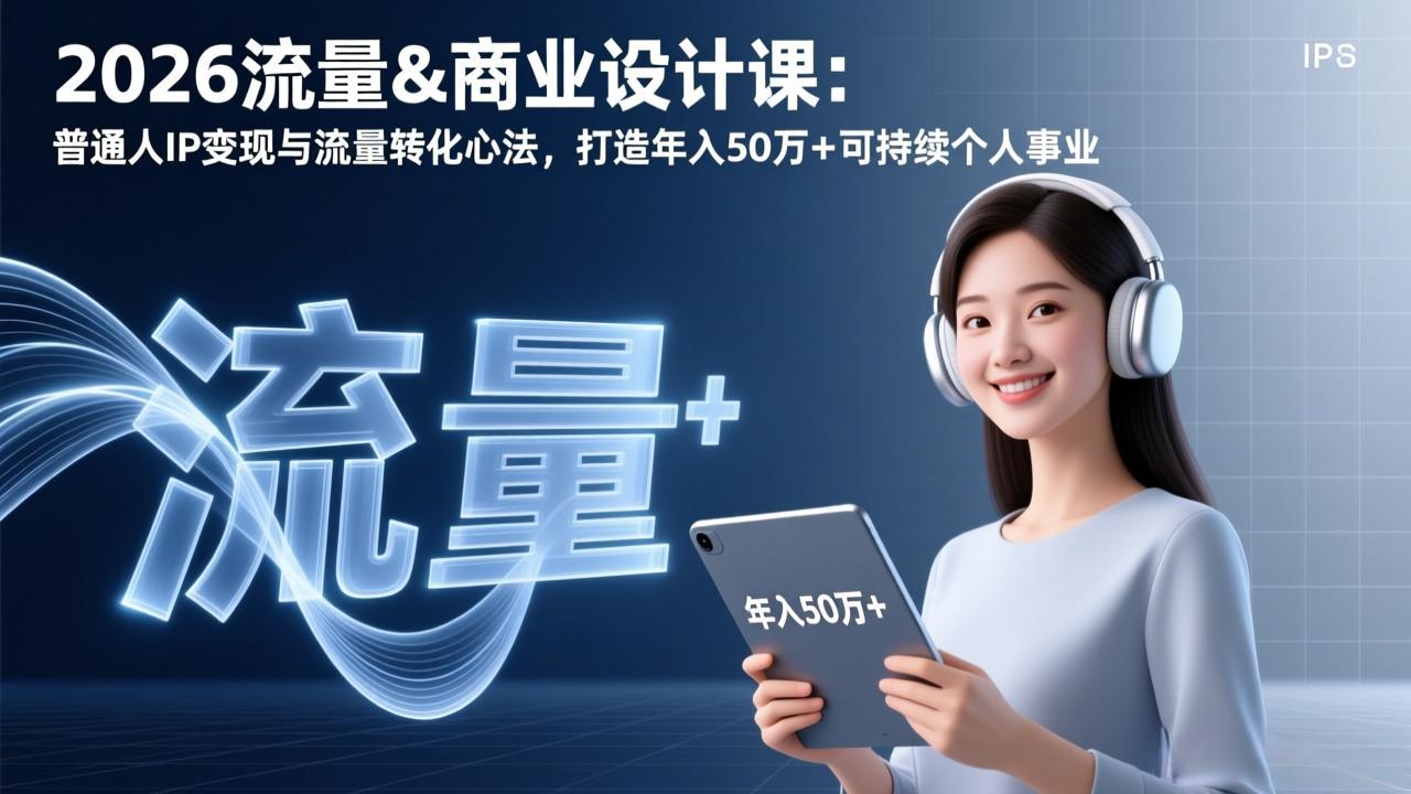 [创业项目]（17246期）2026流量&amp;商业设计课：普通人IP变现与流量转化心法，打造年入50万+可持续个人事业