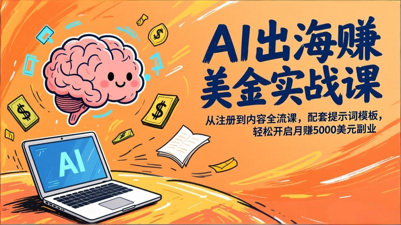 [国外项目]（17298期）AI出海赚美金实战课，从注册到内容全流程，配套提示词模板，轻松开启月赚5000美元副业