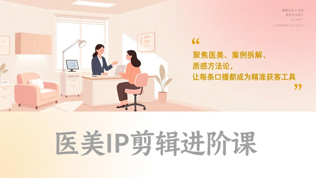 [短视频运营]（17303期）医美IP剪辑进阶课，聚焦医美、案例拆解、质感方法论，让每条口播都成为精准获客工具