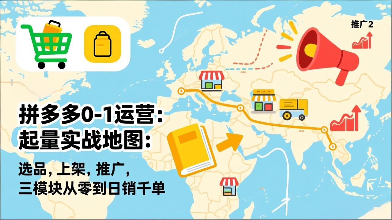 [国内电商]（17085期）拼多多0-1运营：起量实战地图：选品，上架，推广，三模块从零到日销千单
