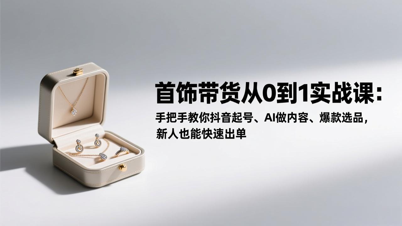 [短视频运营]（17178期）首饰带货从0到1实战课：手把手教你抖音起号、AI做内容、爆款选品，新人也能快速出单