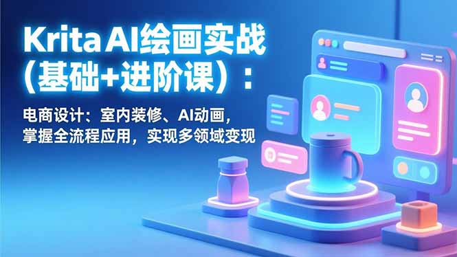 [人工智能]（17023期）Krita AI绘画实战(基础+进阶课)：电商设计、室内装修、AI动画，掌握全流程应用，实现多领域变现