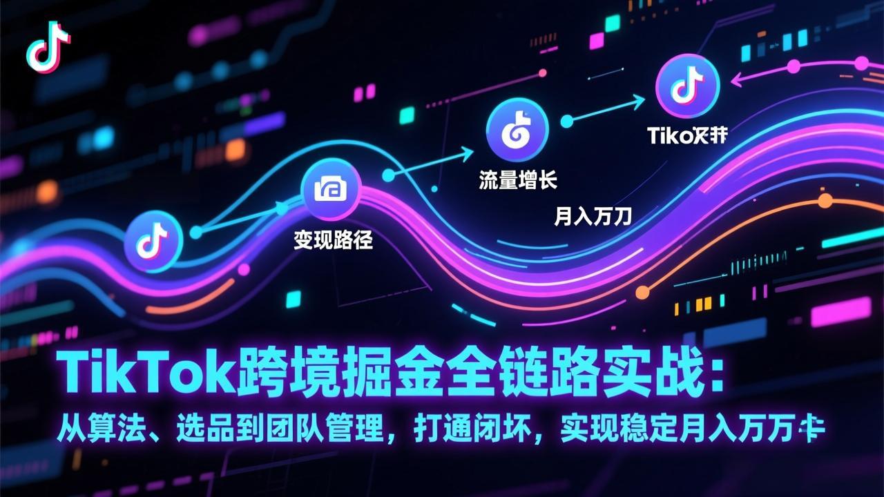 [跨境电商]（17216期）TikTok跨境掘金全链路实战：从算法、选品到团队管理，打通闭环，实现稳定月入万刀