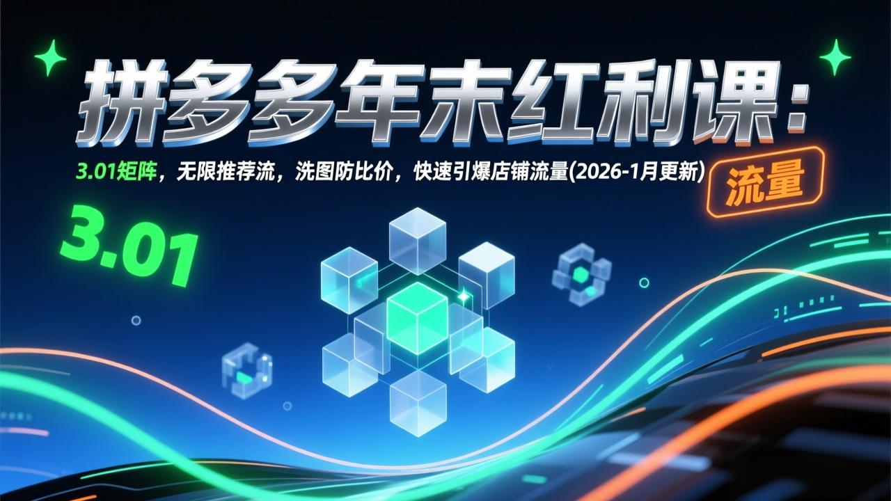 [国内电商]（17100期）拼多多年末红利课：3.01矩阵，无限推荐流，洗图防比价，快速引爆店铺流量(2026-1月更新)
