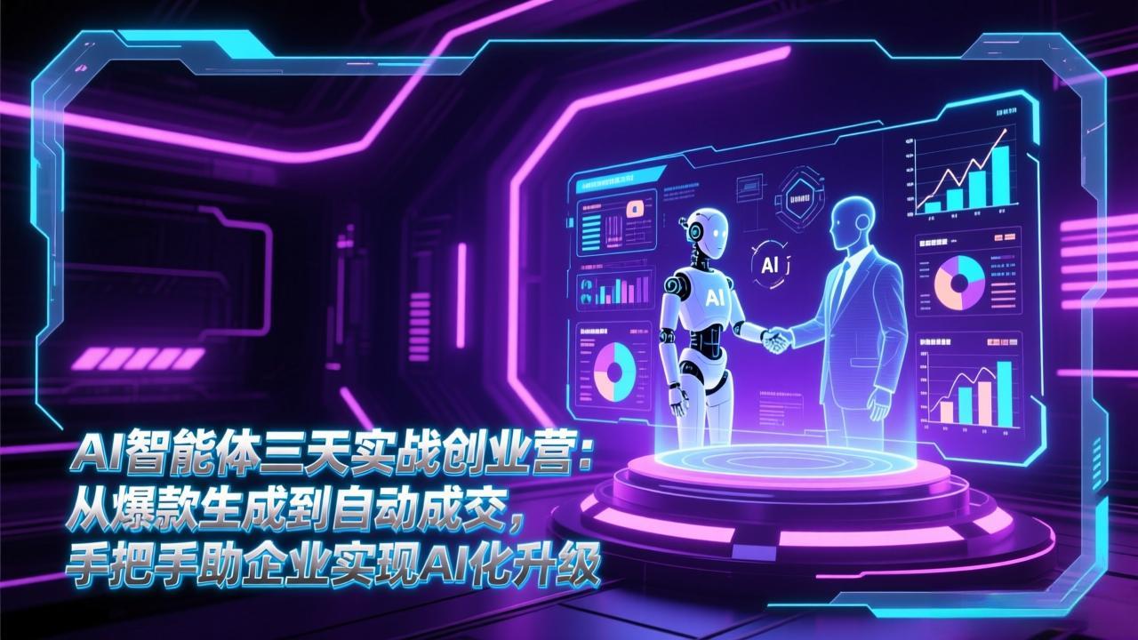 [人工智能]（17181期）AI智能体三天实战创业营：从爆款生成到自动成交，手把手助企业实现AI化升级