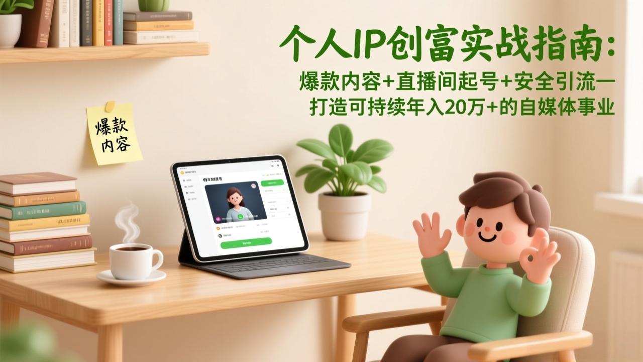 [新媒体]（17217期）个人IP创富实战指南：爆款内容+直播间起号+安全引流，打造可持续年入20万+的自媒体事业-第1张图片-智慧创业网