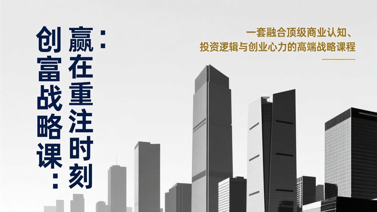 [投资理财]（17337期）《创富战略课：赢在重注时刻》一套融合顶级商业认知、投资逻辑与创业心力的高端战略课程-第1张图片-智慧创业网