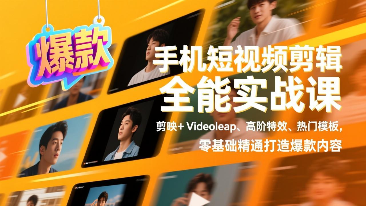 [短视频运营]（17347期）手机短视频剪辑全能实战课，剪映+Videoleap、高阶特效、热门模板，零基础精通打造爆款内容