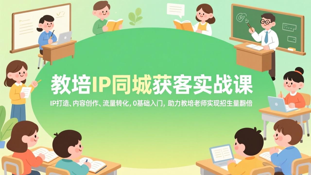 [创业项目]（17341期）教培IP同城获客实战课，IP打造、内容创作、流量转化，0基础入门，助力教培老师实现招生量翻倍