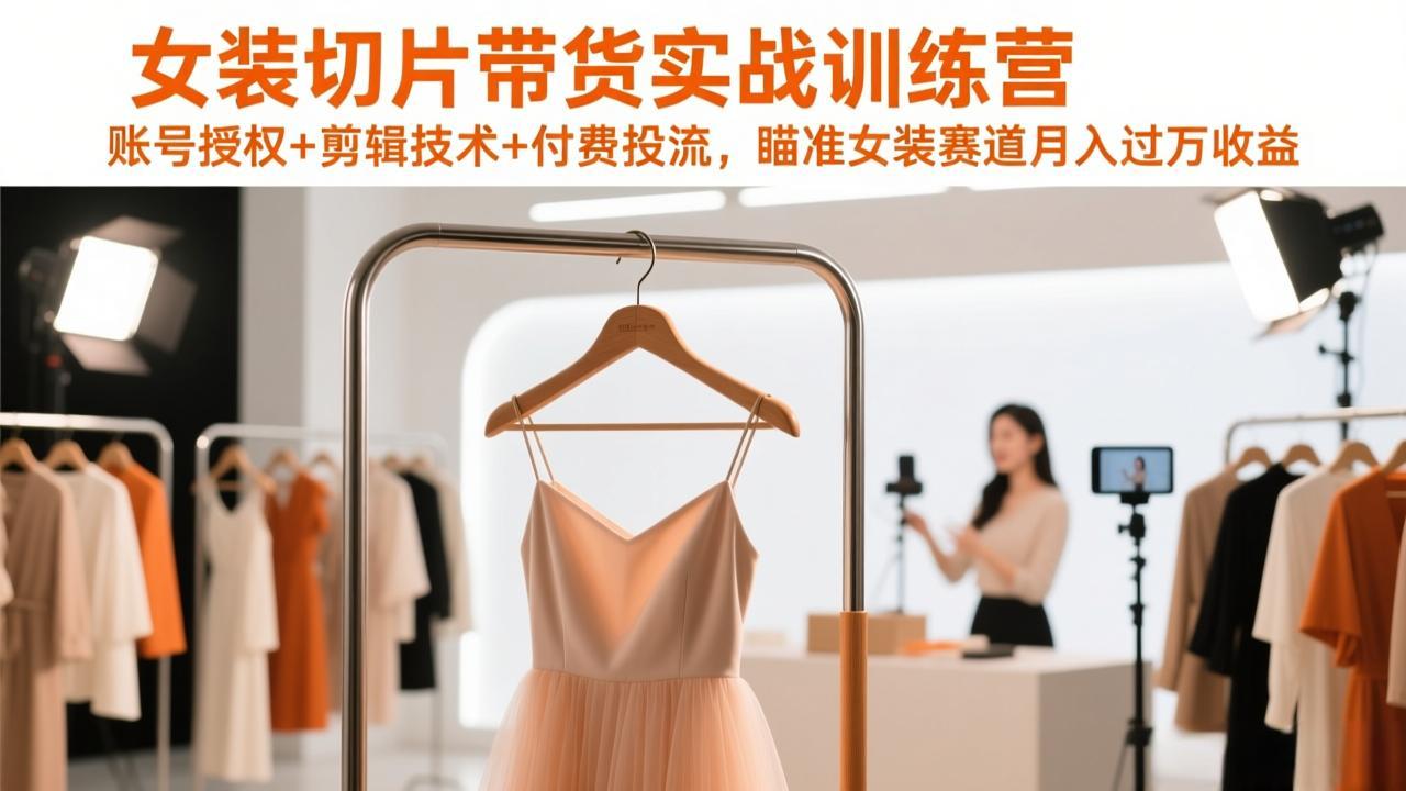 [短视频运营]（17357期）女装切片带货实战训练营，账号授权+剪辑技术+付费投流，瞄准女装赛道月入过万收益