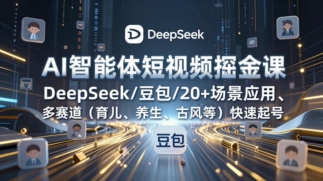 [人工智能]（17365期）AI智能体短视频掘金课，DeepSeek/豆包/20+场景应用、多赛道（育儿、养生、古风等）快速起号