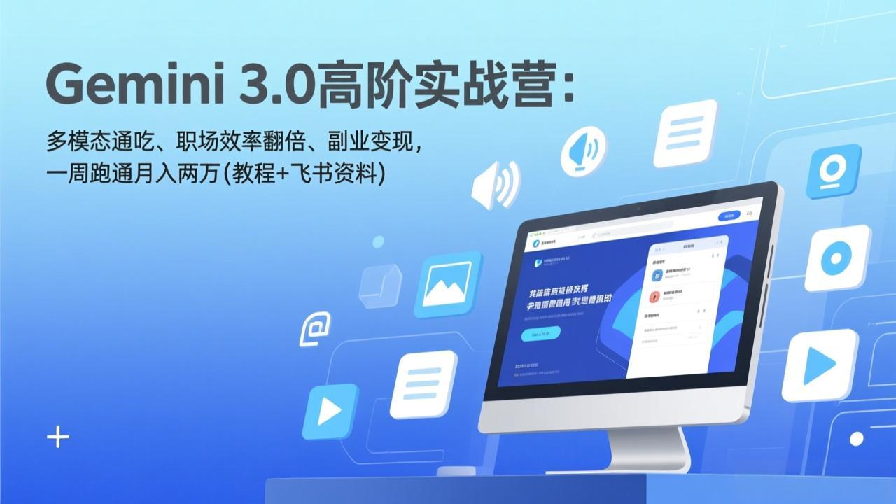 [人工智能]（17386期）Gemini 3.0高阶实战营：多模态通吃、职场效率翻倍、副业变现，一周跑通月入两万(教程+飞书资料)