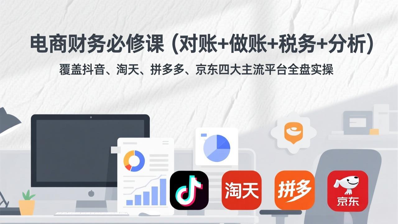 [国内电商]（17390期）电商财务必修课（对账+做账+税务+分析）覆盖抖音、淘天、拼多多、京东四大主流平台全盘实操