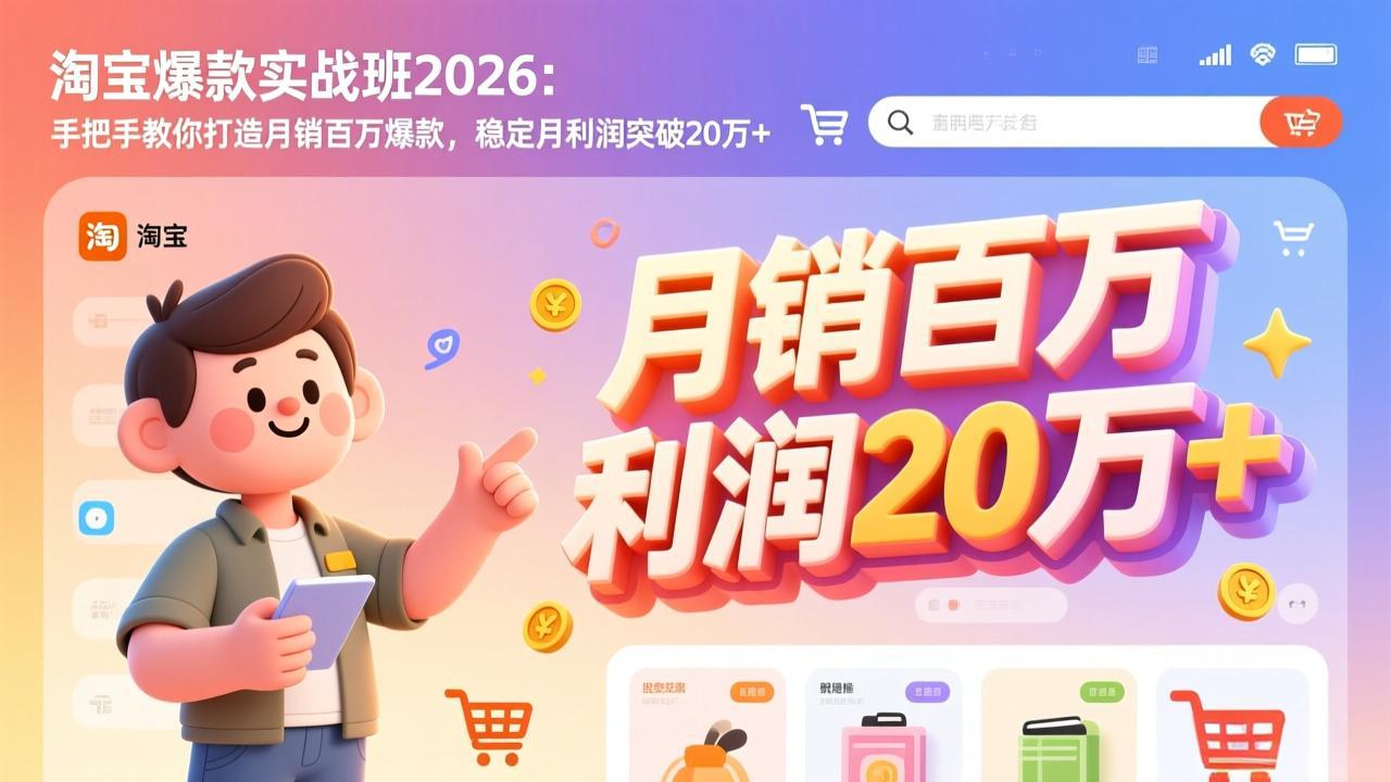 [国内电商]（17401期）淘宝爆款实战班-2026年2月更新：手把手教你打造月销百万爆款，稳定月利润突破20万+